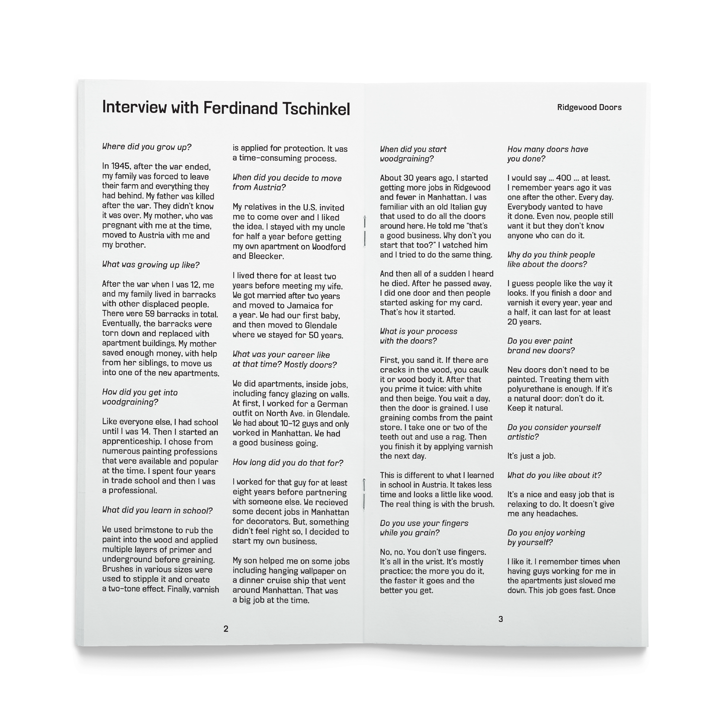 Ridgewood Doors Booklet